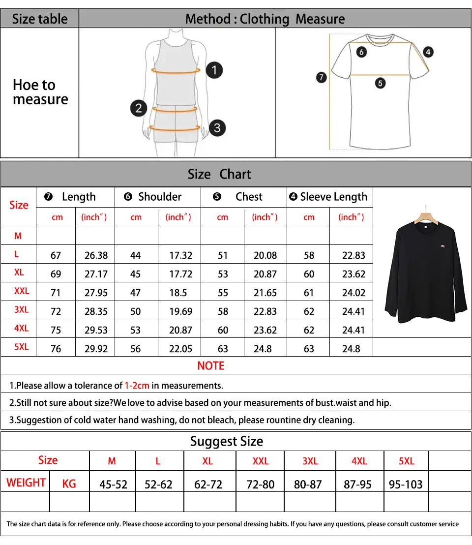 Men 100%Cotton Long Sleeve T shirt For Men Casual Embroidery Mens T-shirts High Quality Male Tops Classic Clothes Men's T-shirts