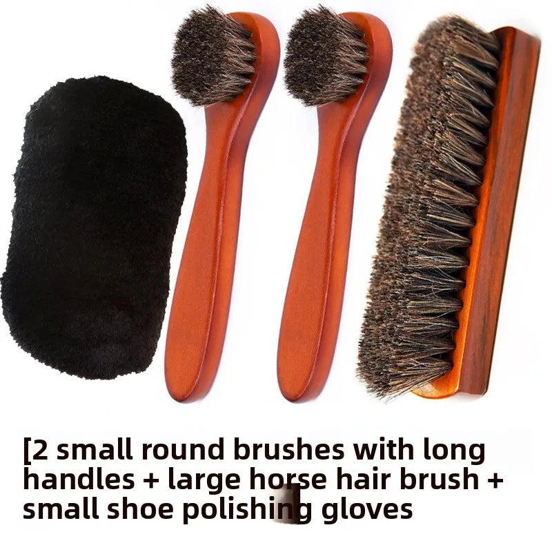 Horsehair Suede Polishing Brush Shoe Care Kit High Gloss Auto Seat Cleaner