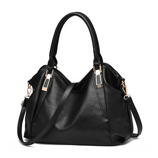 Ladies' leather bag, soft leather, mother's bag, simple middle-aged women's bag, large capacity handbag, crossbody bucket bag