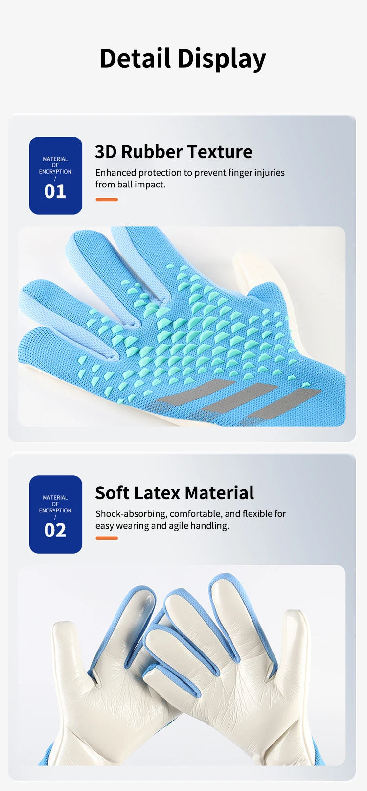 Football Goalkeeper Gloves Thickened Latex Anti-Slip Abrasion Resistant Finger Protection for Children Adult Soccer Sport Gloves