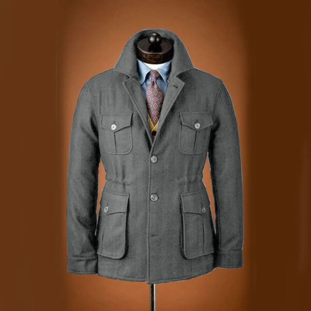 Men's Tweed Jacket Tuxedo Woolen Suit High Quality Costumes Wool Single Breasted Casual Slim Fit Male Blazers Autumn Winter