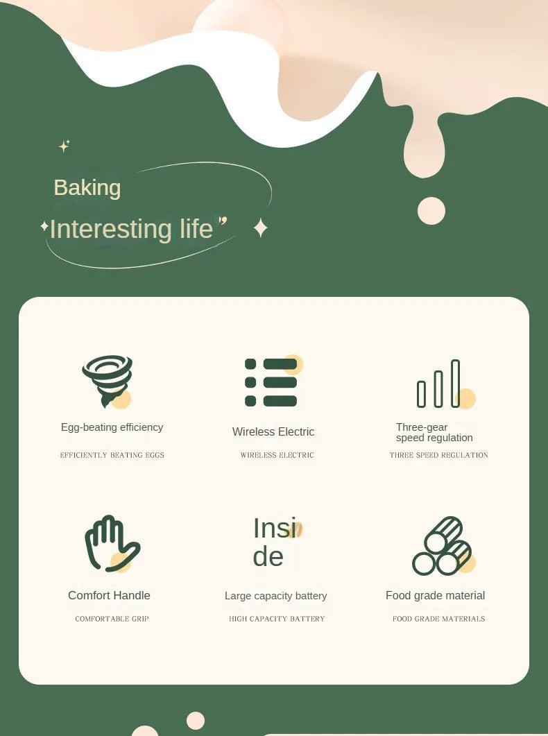 USB handheld blender, mini egg beater, coffee cream frother, rechargeable 3-speed kitchen tool, food mixer, blender