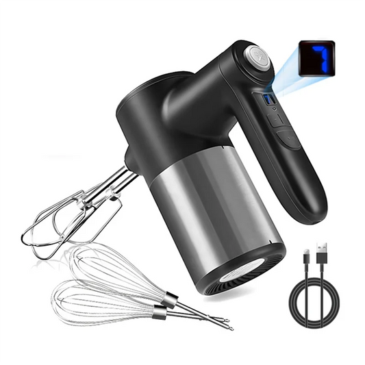 M12K-Cordless Hand Mixer,Digital Display 7 Speed Rechargeable Electric With 4 Stainless Steel Attachments,For Baking,Eggs