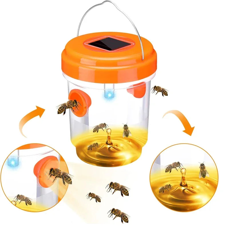 New Solar Fly Trap Catcher, Waterproof Outdoor Hanging Insect Trap, for Garden Orchard Fruit Pest Control Device