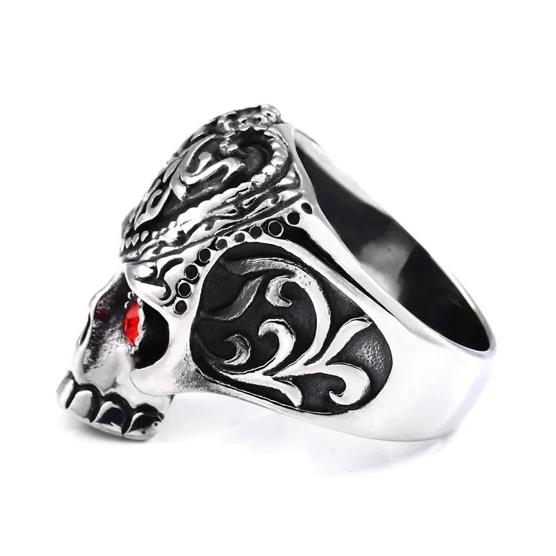 Men's Calvarium Skull hand Ring Gothic 316L Stainless Steel Biker Anel Motorcycle Band jewellery Gift free shipping