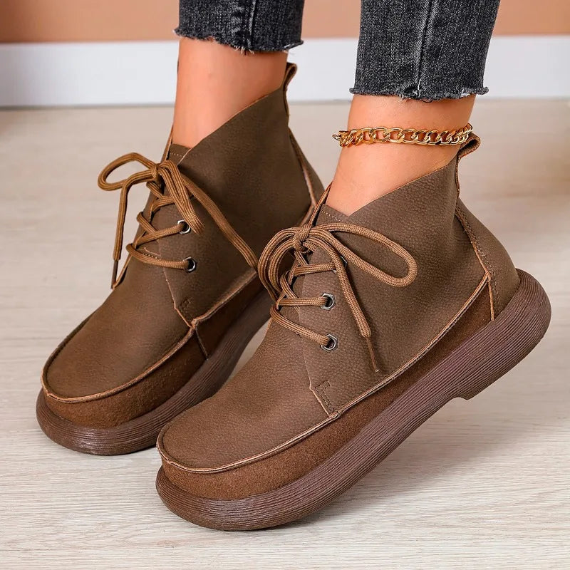 2026 New Style Fashion Women's Boots Thick-soled Non-slip Natural Leather Soft Luxury Single Short Boots Wide Barefoot Shoes