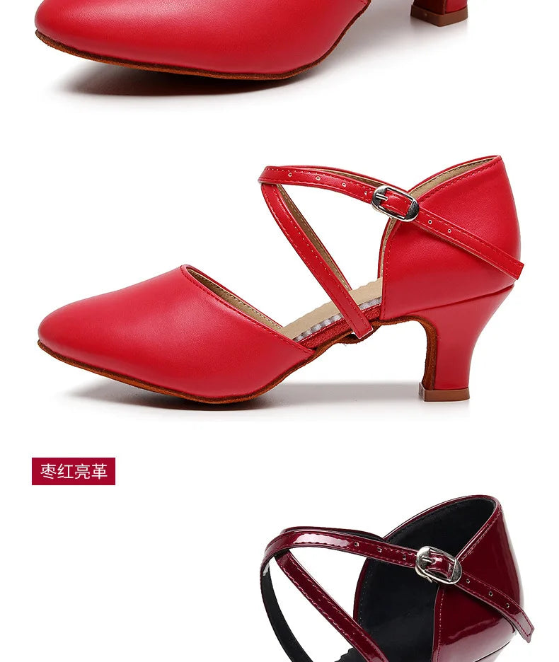 Ladies' Adult Latin Dance Shoes,soft Soled Mid High Heels,dance Performance Shoes for All Seasons,indoor and Outdoor Dance Shoes