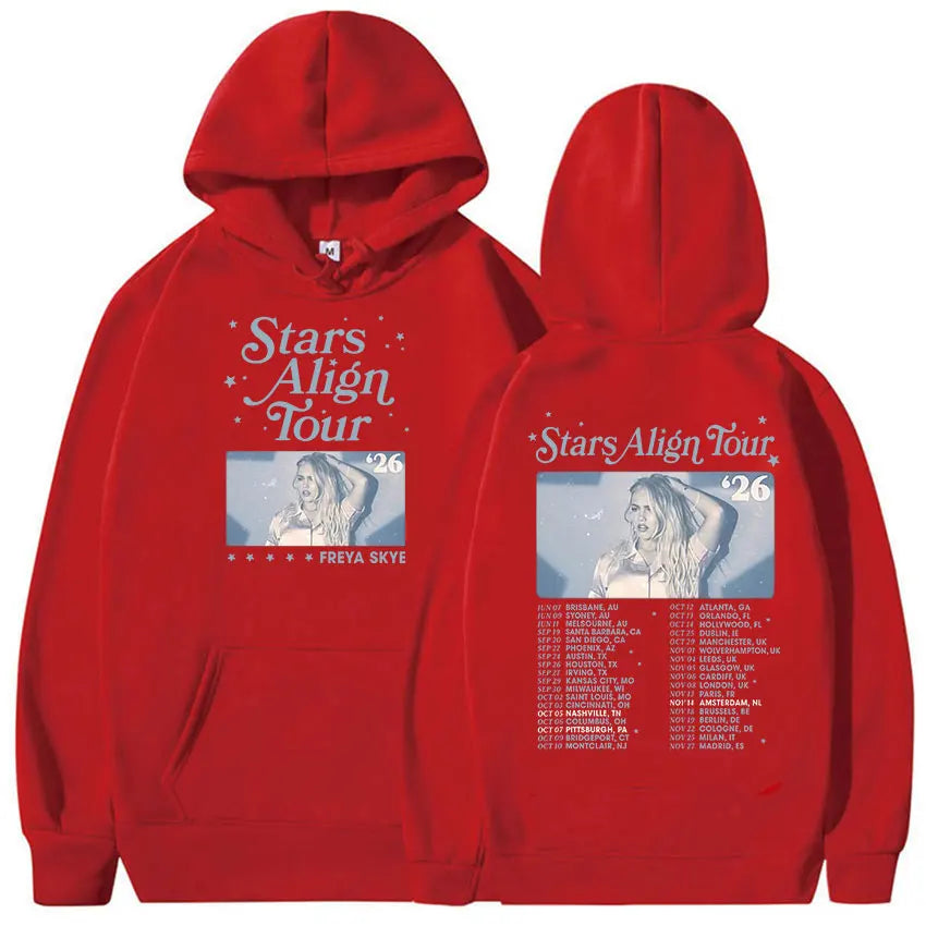 Freya Skye Stars Align Tour 2026 Print Hoodie Men Women Fashion Oversized Vintage Sweatshirt Fleece Clothing Long Sleeve Hoodies
