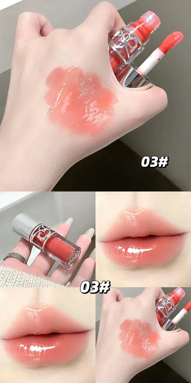 Transparent Moisturizing Lip Gloss Hydrating Drying Lips Mirror Lipstick Makeup Crystal Lip Oil Mirror Lip Glaze Tinted Plumper