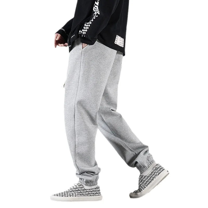 Men Big Tall Sweatpants Extra Long Length Sports Jogger Male Winter Fleece Sweat Pants Black Cotton Stretch Elastic Waist  120cm