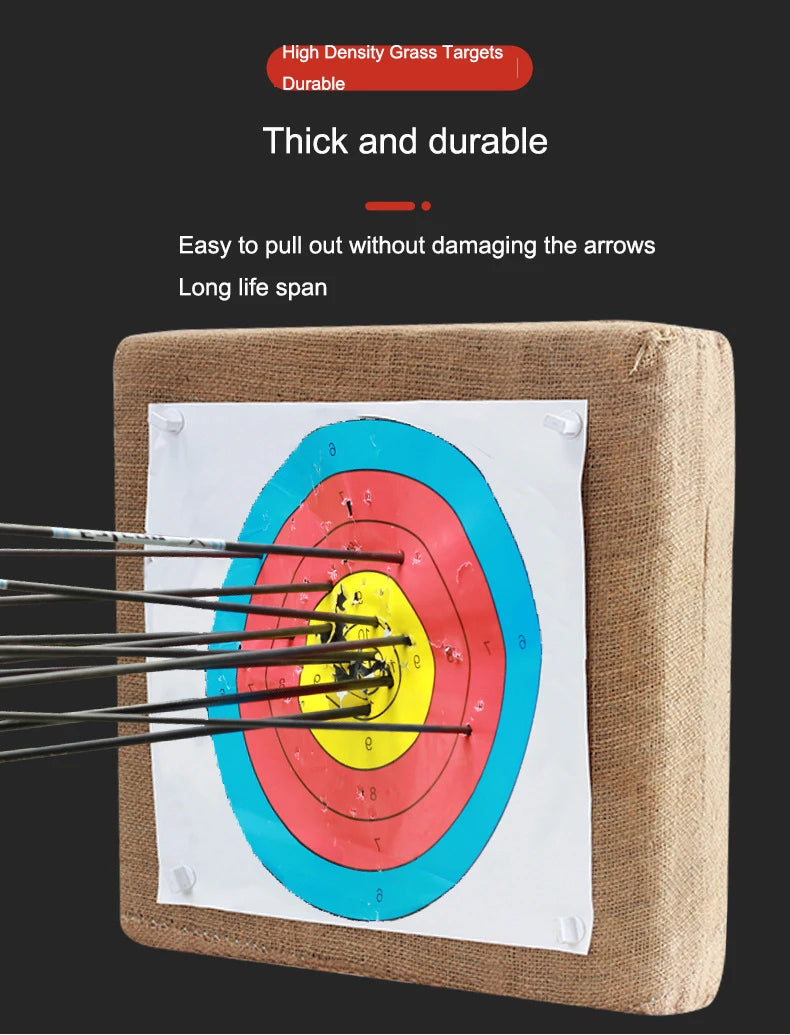 Archery Target Grass Square Target For Backyard - 20inch Bow Archery and Arrows Block Straw Target For Compound Recurve Bow Shoo