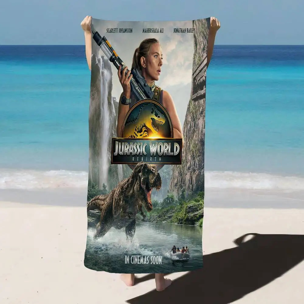 Jurassic World Rebirth movie Cartoon Beach Towel Cute Kawaii Room Decor Bath Girls Children Hand Towels For Bathroom Shower