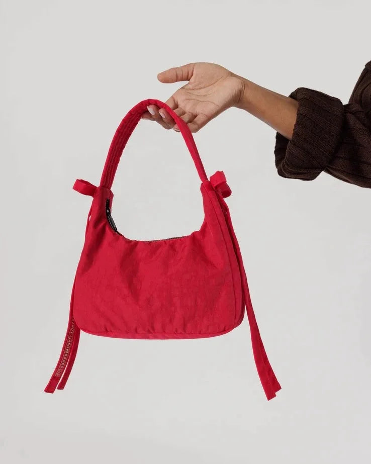 Baggu Bow Handbag Pure Color Underarm Nylon Versatile Women's Bag British Style Casual Zipper Closure Versatile for All