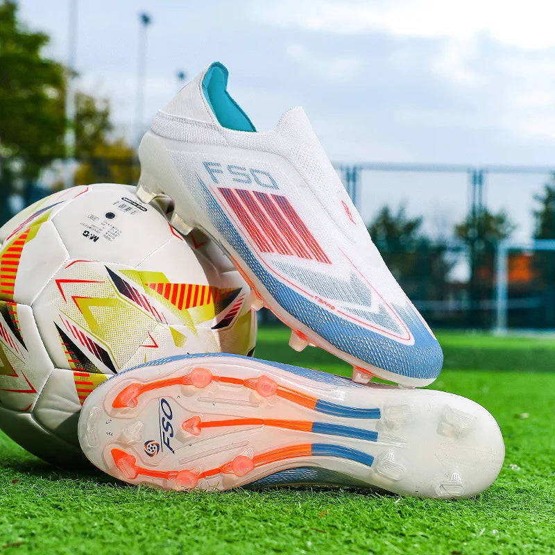 New Men Football Boots Long Spikes Ultralight Match Breathable Indoor Sneakers Soccer Shoes Cleats TF Training Drop Shipping