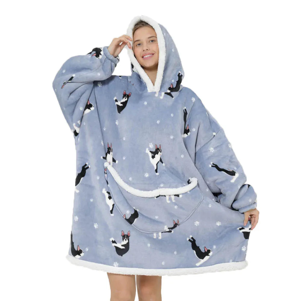 Oversized Blanket Hoodie with Big Pockets for Women Christmas Sweaters Hooded Cute Wearable Fleece TV Blanket for Couple Hoodies