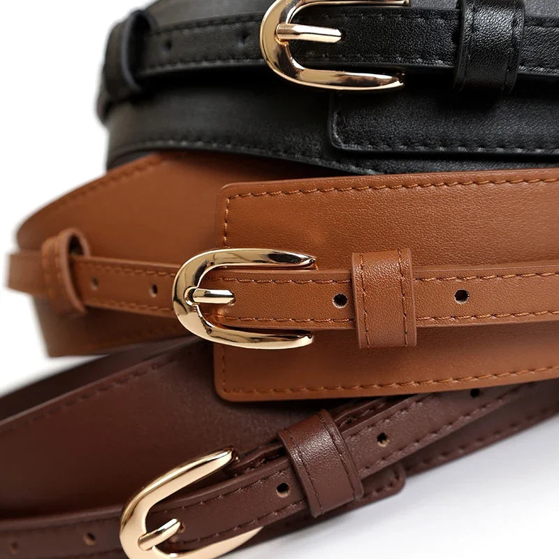 Genuine Wide Leather Belt Classic Pin Buckle Vintage Design Crafted with Genuine Leather Perfect for Women