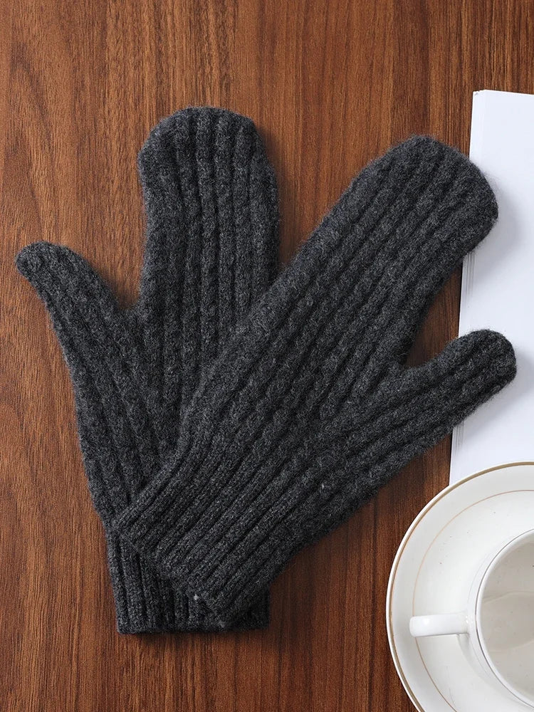 100 Wool Thick Density Knitted Mittens Women Outdoor Winter Thermal Men Cable Mitts Work Drive Mittens Unisex Gloves Arm Warmers