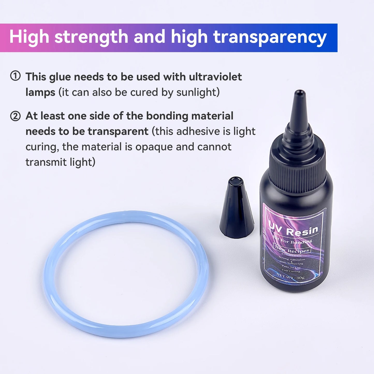 20g/30g/50g UV Epoxy Resin Glue DIY Jewelry Making High Transparency Fast Drying High Hardness Glue UV Lamp DIY Craft Decor