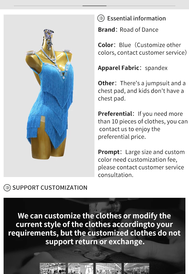 Dress For Dancing Female Dance Suit Evening Dress Latin Competition Costume 2026 Elegant Party Wear Sports Fringed Clothes