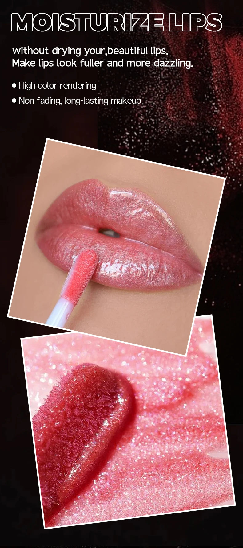 Diamond Pearlescent Vampire Lip Gloss Long Lasting Moisturizing Waterproof Non Fade Halloween Makeup Shimmer Lipstick