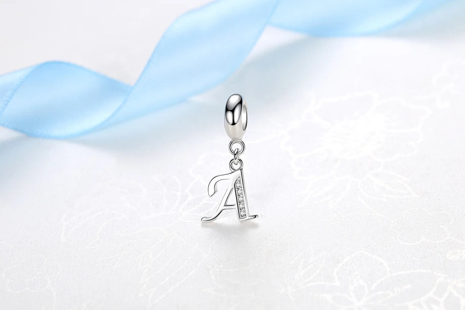 925 Sterling Silver Charms Original Letter Alphabet A-Z Pendant Beads Fit Brand Bracelets Necklaces Diy Jewelry For Women