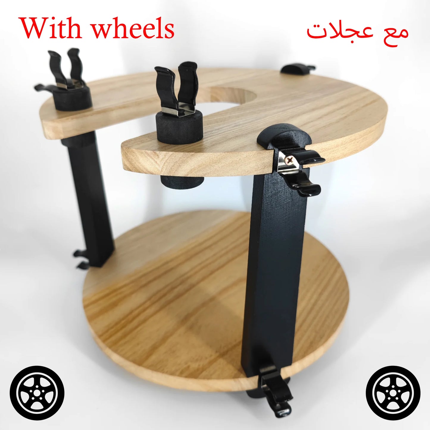 Shisha Stand Portable Wooden Hookah Table Holder Station With Wheels Rolling for Vase protection Hose Clamp Nargile Accessories