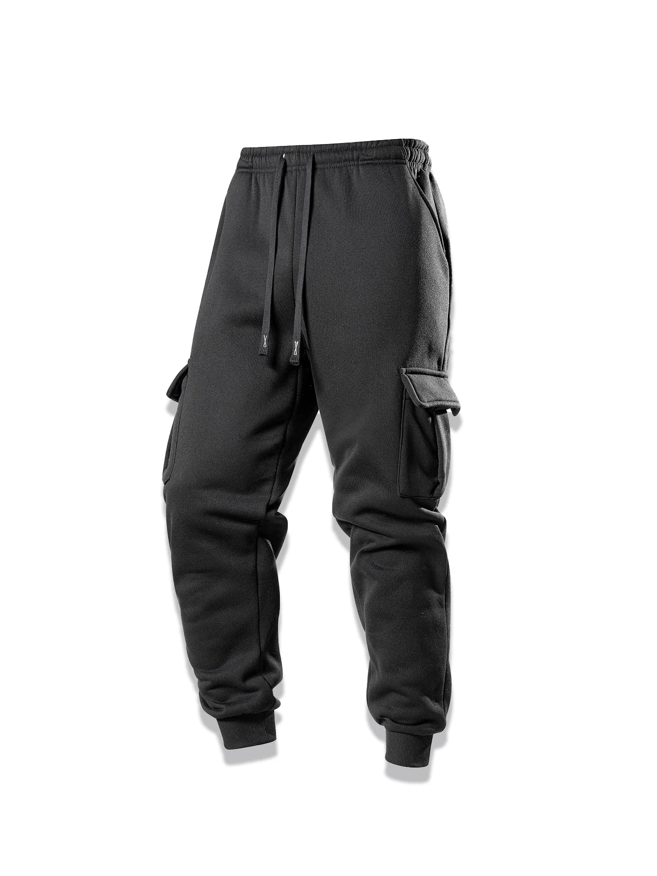 Spring Autumn Casual Sweatpants Men Drawstring Solid Color Cargo Pants Outdoor Running Pockets Trousers Male Daily Long Pants
