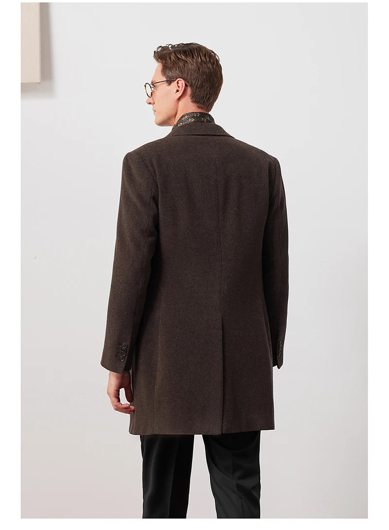 High-end 100% Double-sided Wool Men's Coat with a Suit Collar - Classic Style, Elegant Outfit for Business Casual Wear, Soft