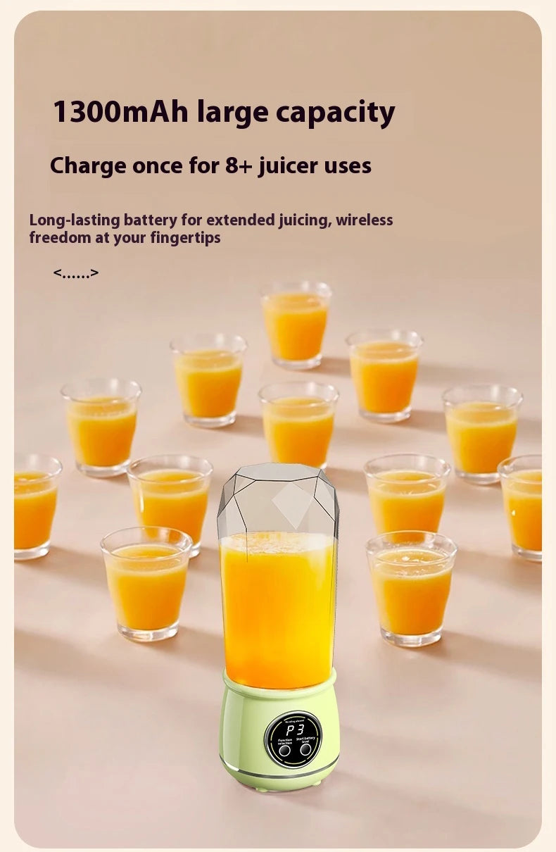 Portable USB rechargeable blender, electric juicer, 500ML capacity, 3-level power adjustment, for juicing fruits and vegetables