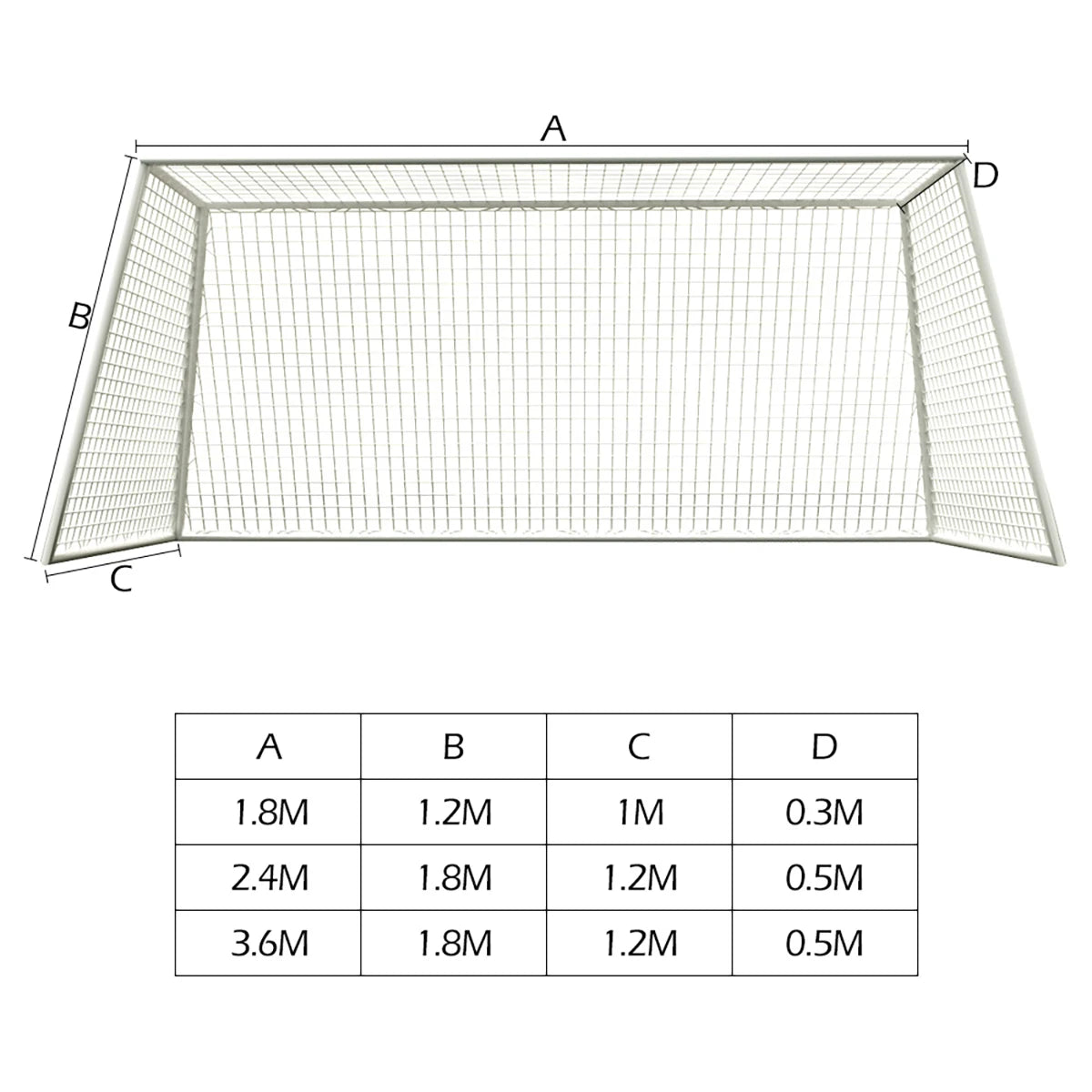 Football Net Football Soccer Goal Post Net Outdoor Sports Match Training Net 1.8M 2.4M 3.6M For Junior Sports Training Practice