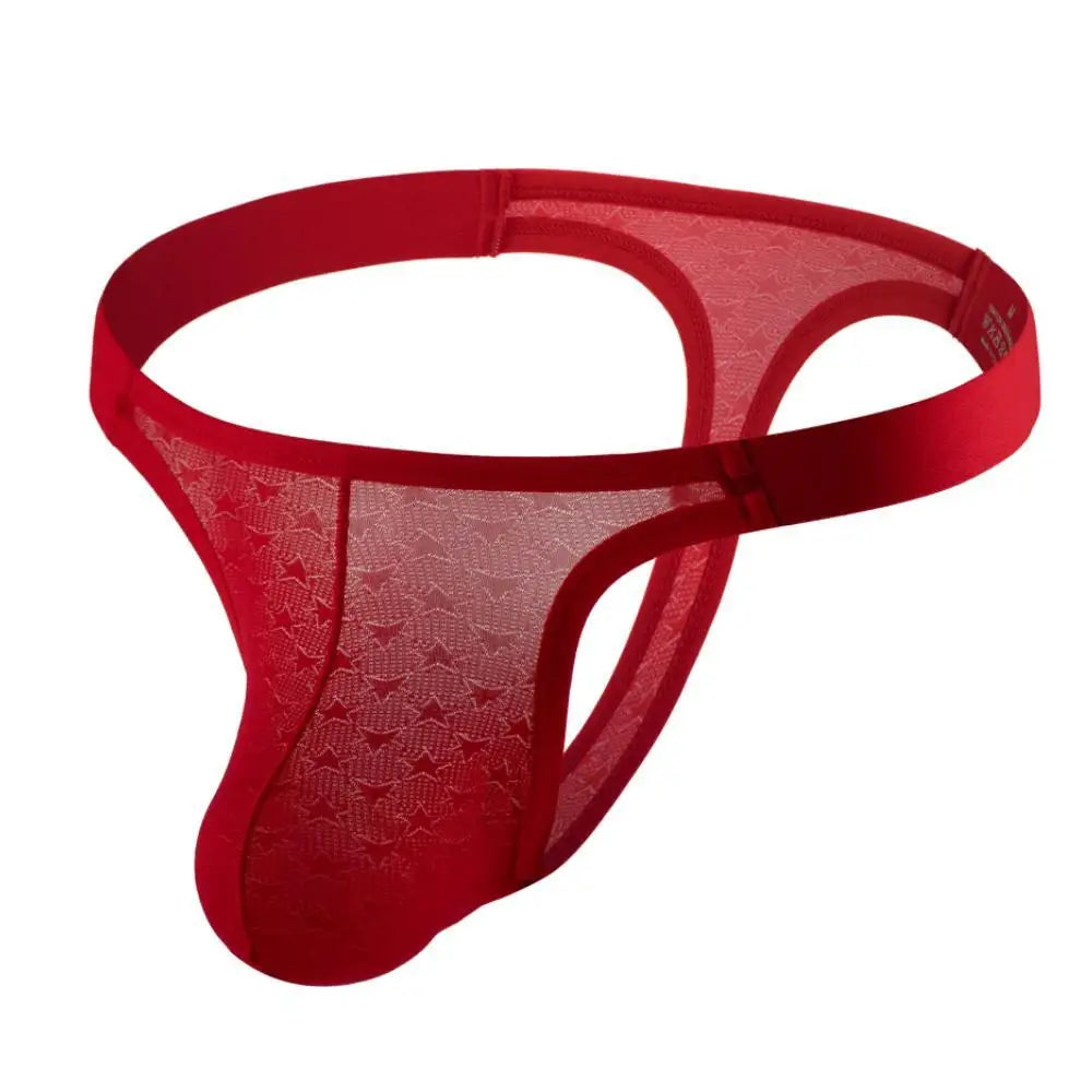 Men Thongs Sexy Underwear T-Back Underpants Breathable  Ice Silk Briefs Big U convex Pouch Thongs G-String Male Lingerie Panties