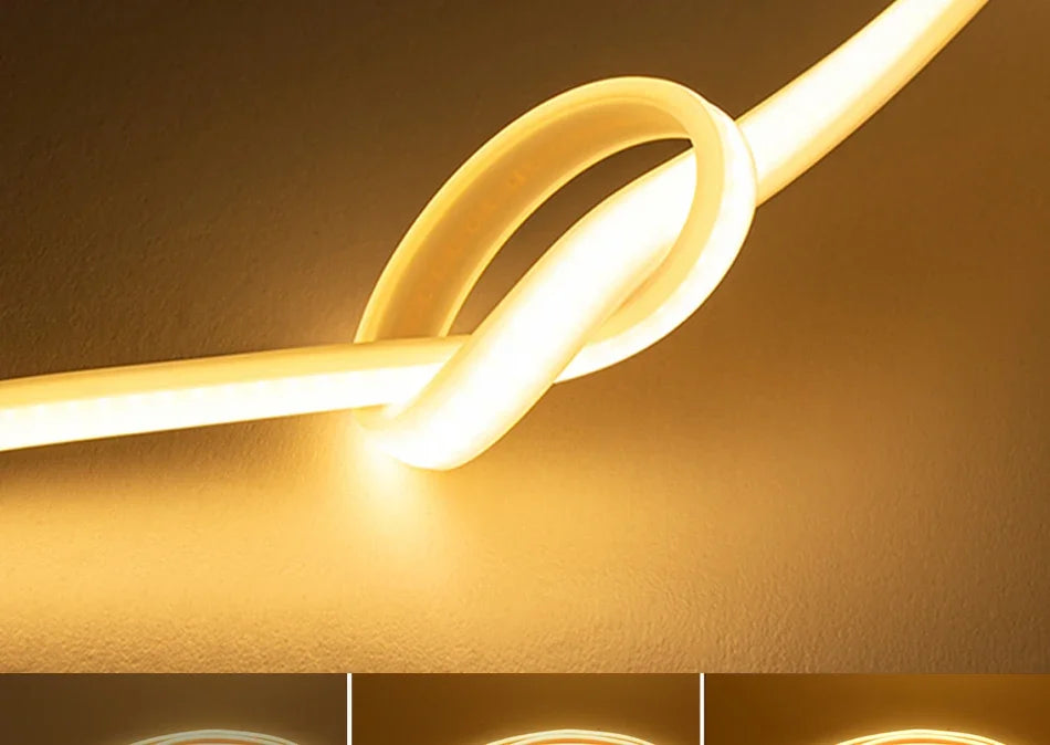 led Strip Brightness Waterproof COB LED Strip 220V Flexible Ribbon for Room Bedroom360 LEDS/m Kitchen Outdoor Garden Lighting