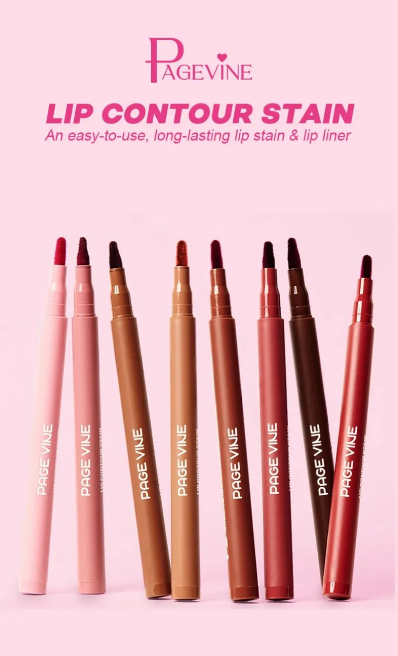 Matte Velvet Lipliner Pencil Red Nude Contour Tint Lipstick Waterproof Lasting Non-stick Cup Moisturising Lip Contour Pen Makeup
