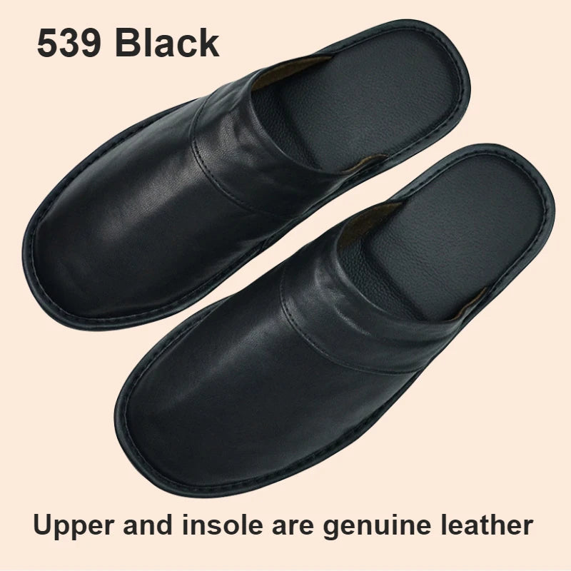 Soft Sheepskin cow Leather Slippers Homes in indoor slipper Spring Autumn men women elderly non-slip casual single shoes summer