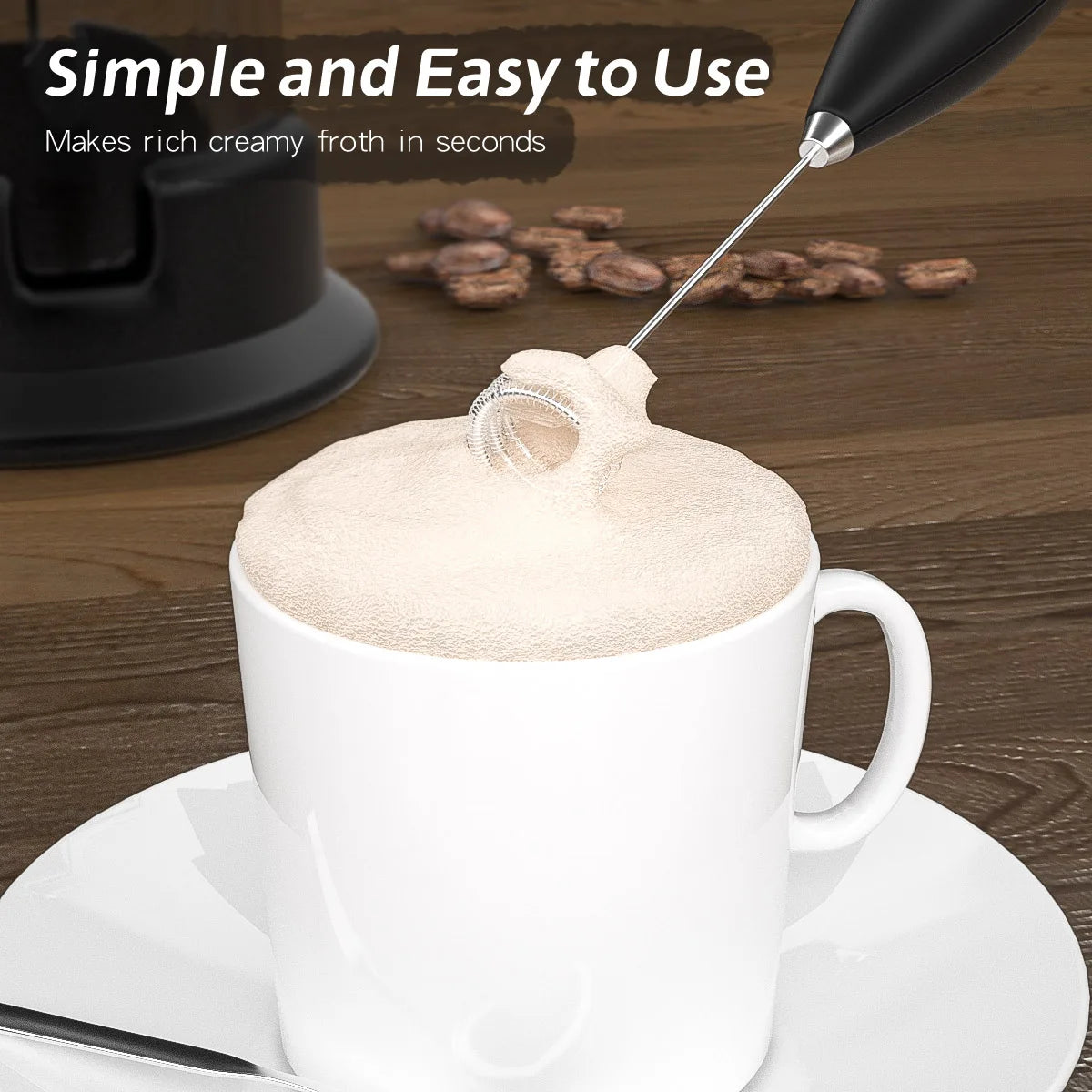 Hand Blender Electric Egg Beater Milk Frother Handheld, Mini Electric Drink Mixer Foamer with Stand for Coffee Lattes Hand Blend
