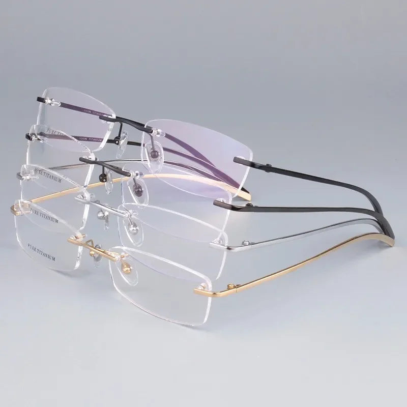 Chashma Unisex Glasses Eyewear Frames Titanium Rimless Glasses Frames Female Male Optical Spectacles