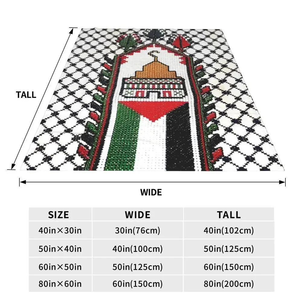 Palestine Flag Blankets Palestinian Map Traditional Tatreez Embroidery Camping Flannel Throw Blanket Warm Soft Bed Bedspread