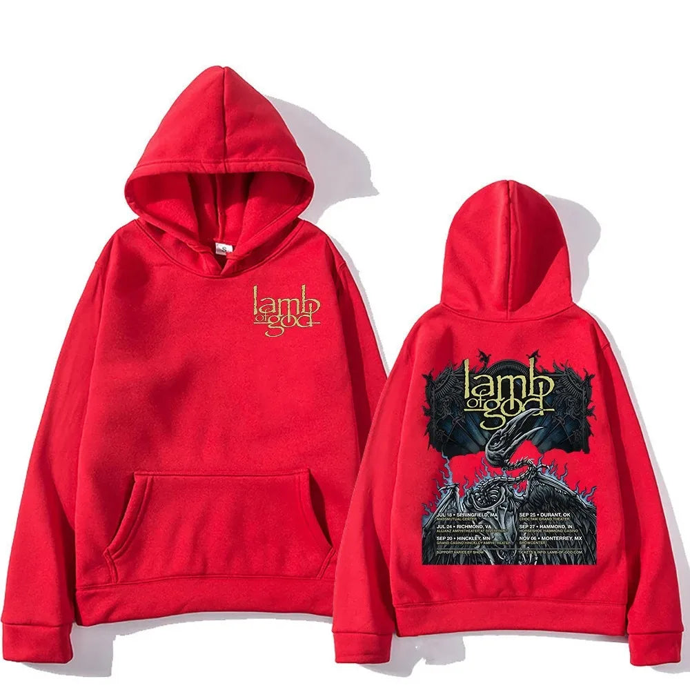 Mental Band Lamb of God Heavy Album Covers Graphic Print Hoodies Men Women Street Sweatshirts Loose Casual Oversized Pullovers