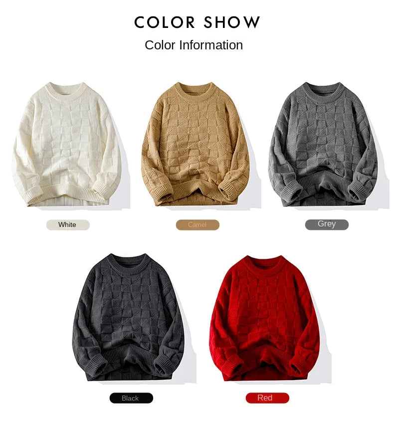 Windproof New Winter Tracksuit Sweatshirt Knit Long Sleeve Sweater Top Loose Shirt Coat Men Crew Neck Pullover Casual Streetwear