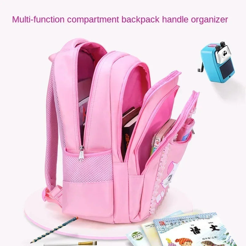 Kids Cat Backpack Set with Lunch Bag Pencil Case Cute School Bag for Girls Boys Waterproof Primary Student Bookbag