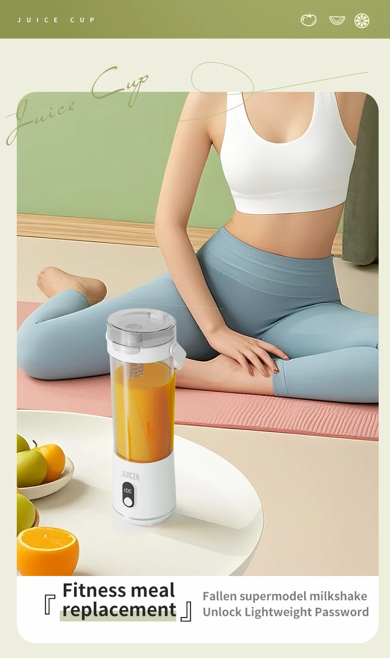 12Blades Portable Blender 2Cups for Travel Portable Electric Juicer Mixer Usb Charge Fresh Fruit Juice Personal Blender Smoothie