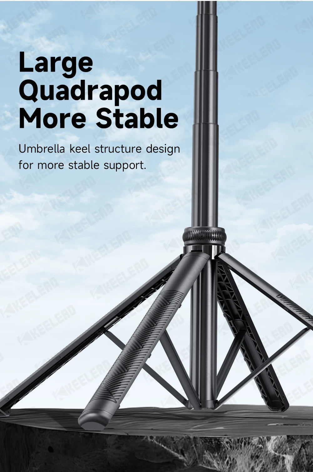Tripod for Mobile Phone 360°Auto-Rotation Shooting C17 Quadrapod Selfie Stick Phone Stand AI Face Following, with Remote Control