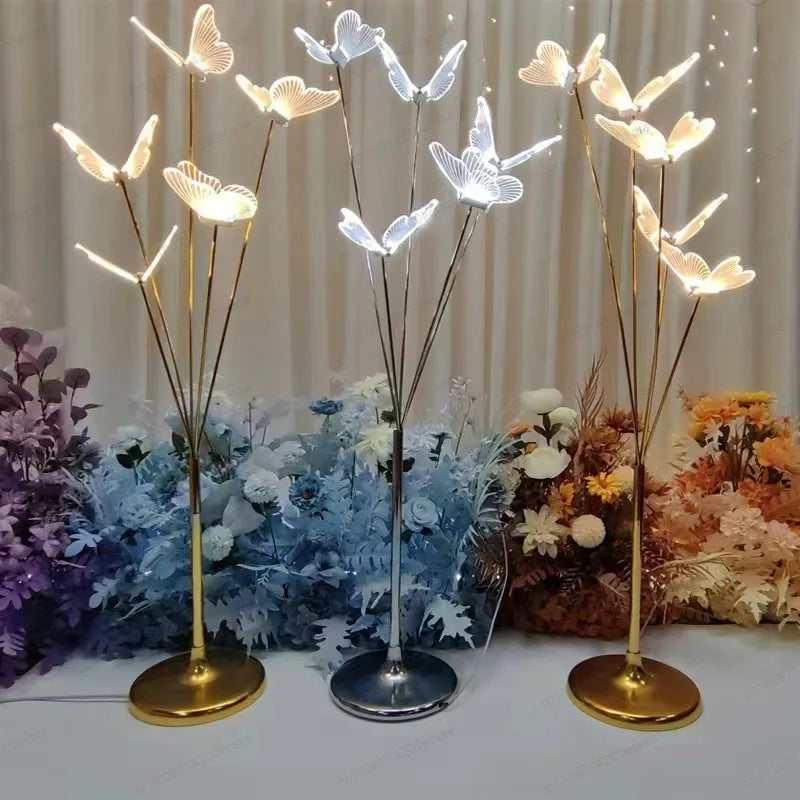 New Wedding Props, Road Lead Wrought Iron Butterflies and Birds, on-site Arrangement, Luminous Floor Lights, Decoration Hotel
