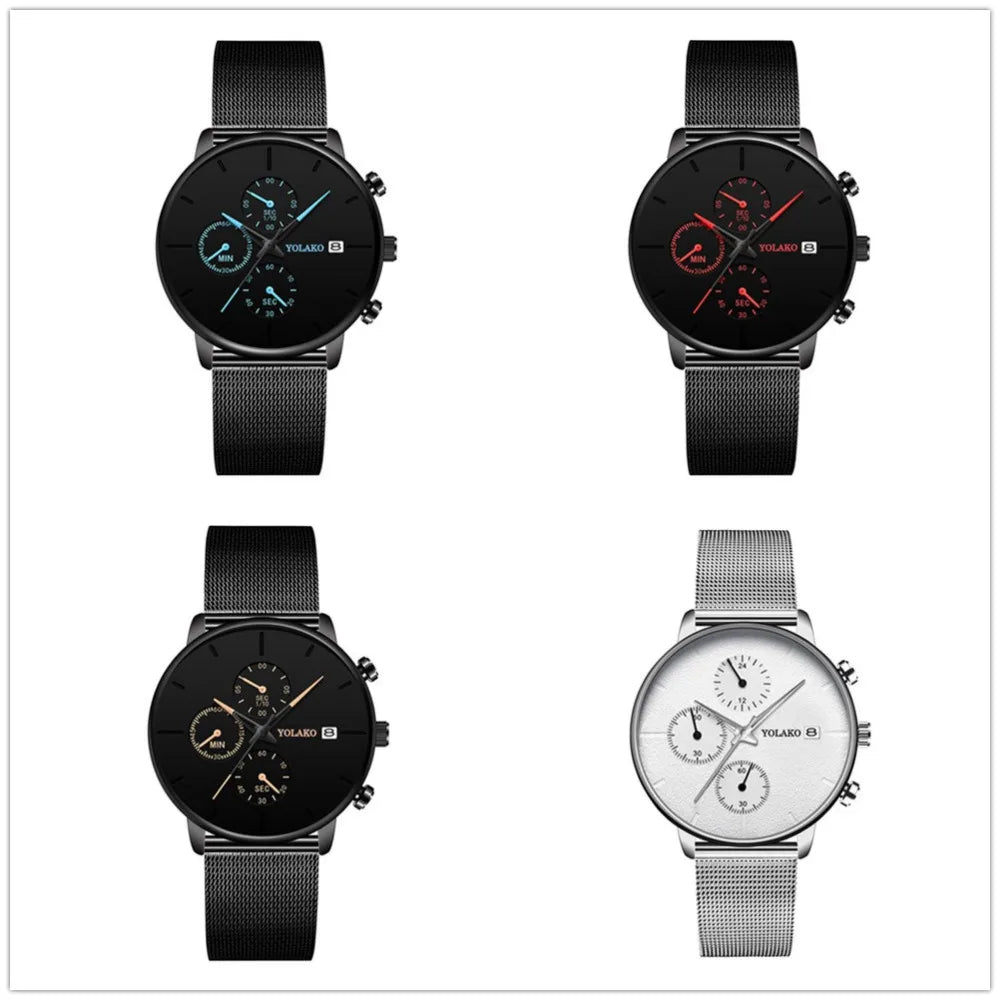 New Women Luxury Watches for Men Business Casual Ultra Thin Clock Male Stainless Steel Mesh Belt Quartz Watch relogio masculino