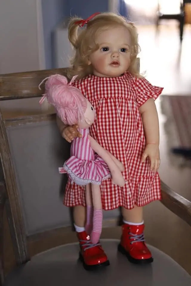 60CM Bebe Reborn Betty Real Looking Baby Dolls Touch Soft As in Picture Hand Detailed 3D Skin Veins Rooted Long Curly Blond Hair
