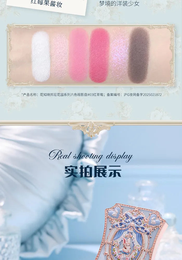 Flower Knows Bunny Garden Collection 6-color  Eyeshadow Palette Rabbit Face Palette Shimmer Matte Satin Makeup Cosmetics