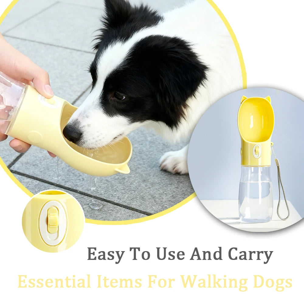 Portable Pet Drinking Bottle Dispenser Outdoor Walking Puppy Water Cup Bowls For Small Large Dogs Cat Kitten Ear Design Supplies