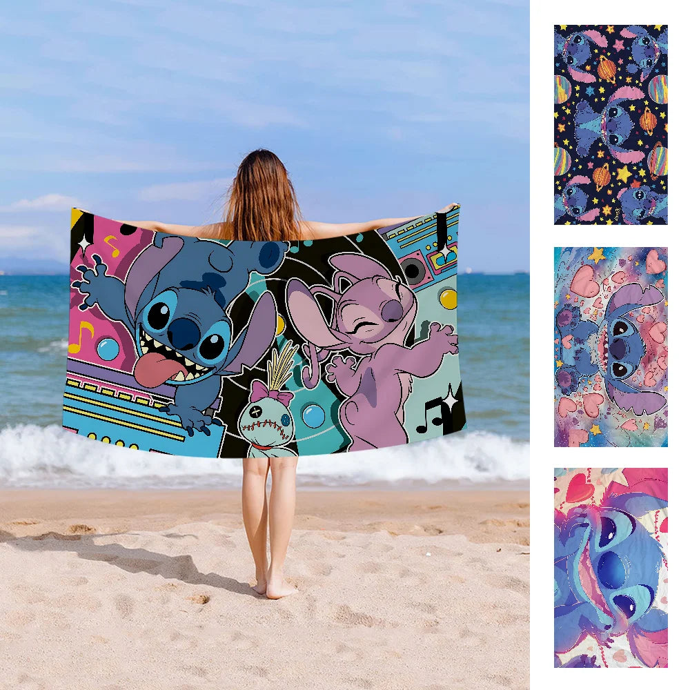 Fashion S-StitchS-S Bath Towel Microfiber Soft Water Absorbing Breathable For Girl Kids Decorative Cartoon Beach Towel