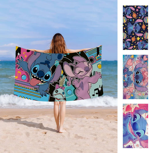 Fashion S-StitchS-S Bath Towel Microfiber Soft Water Absorbing Breathable For Girl Kids Decorative Cartoon Beach Towel