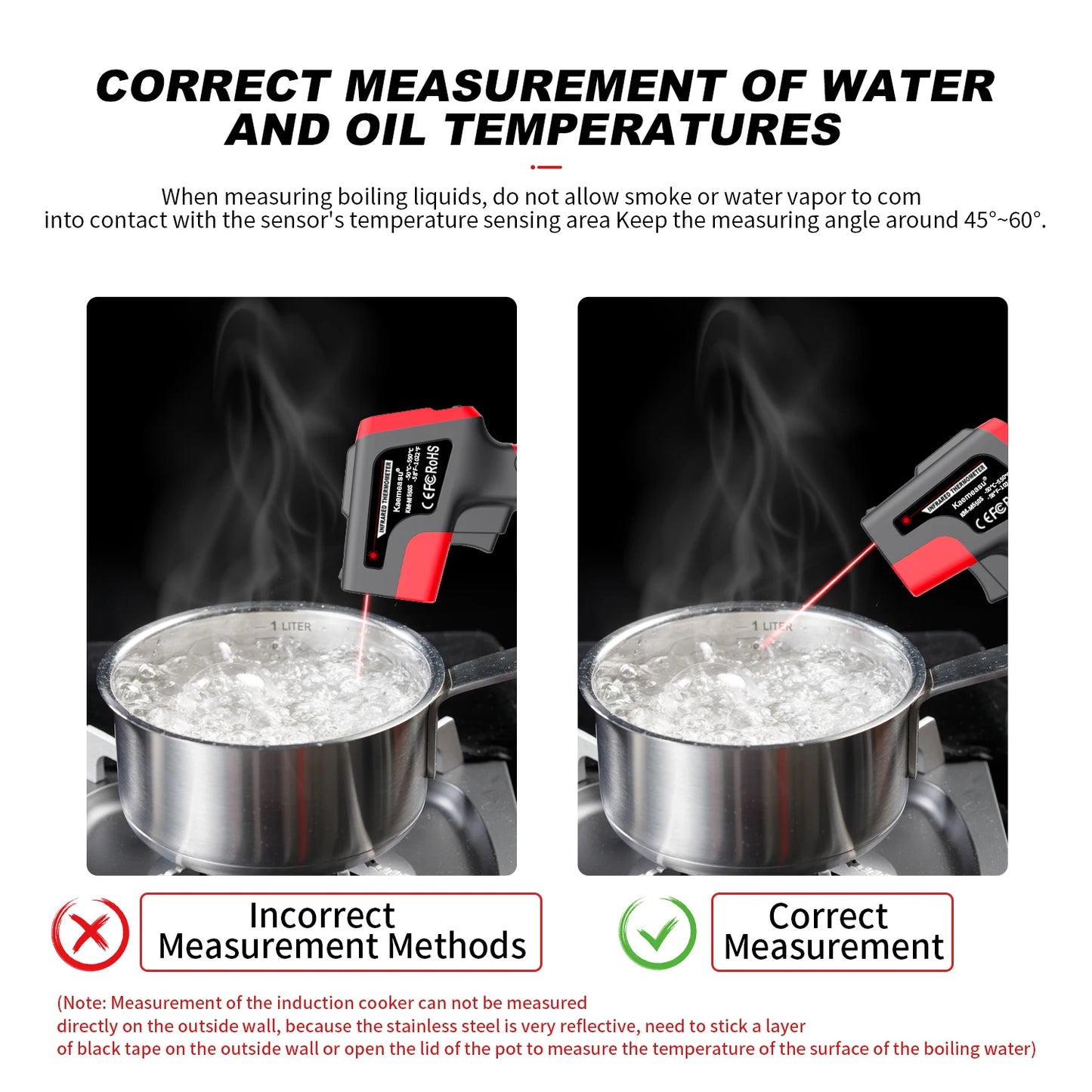 Infrared Thermometer Gun Home & Industrial Non-Contact Digital Laser Thermometer for Engine Kitchen BBQ Pizza Oil Cooking Meat